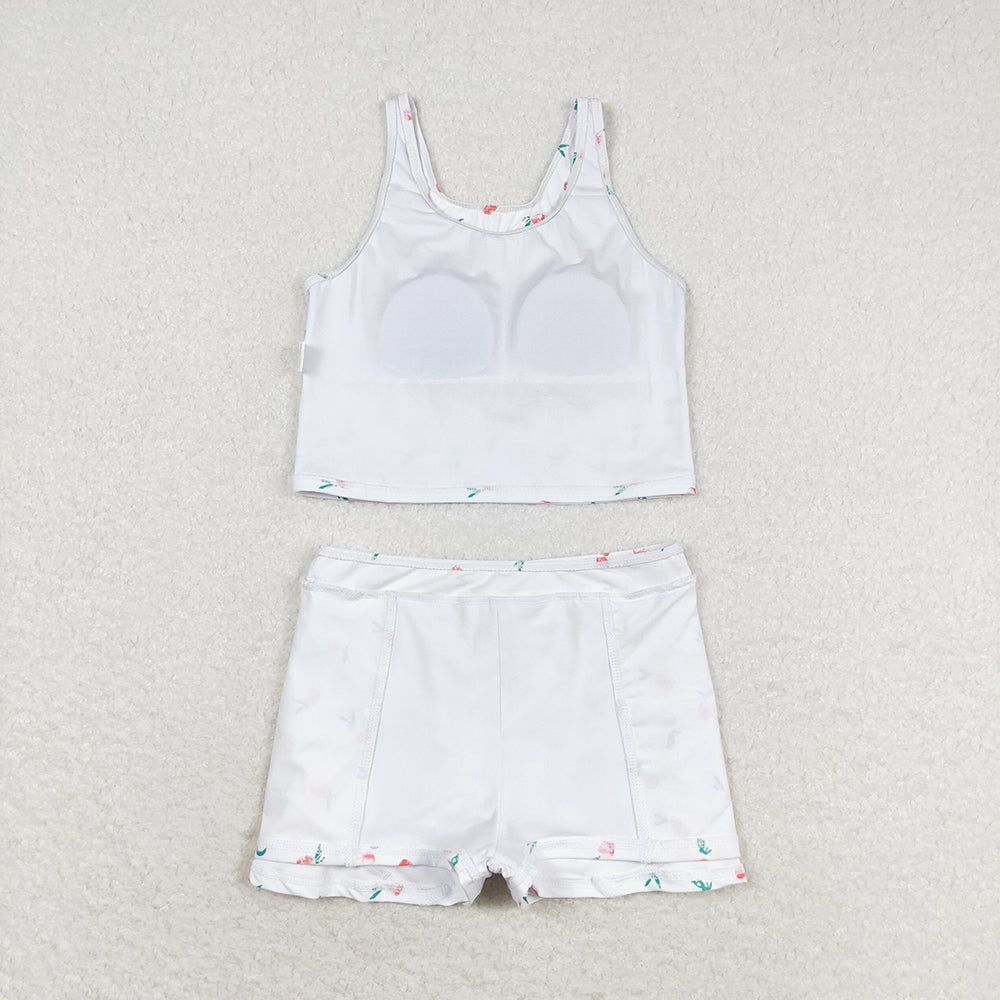 Baby Girl Sleeveless Peach Tops Skirts Shorts Set Swimsuit