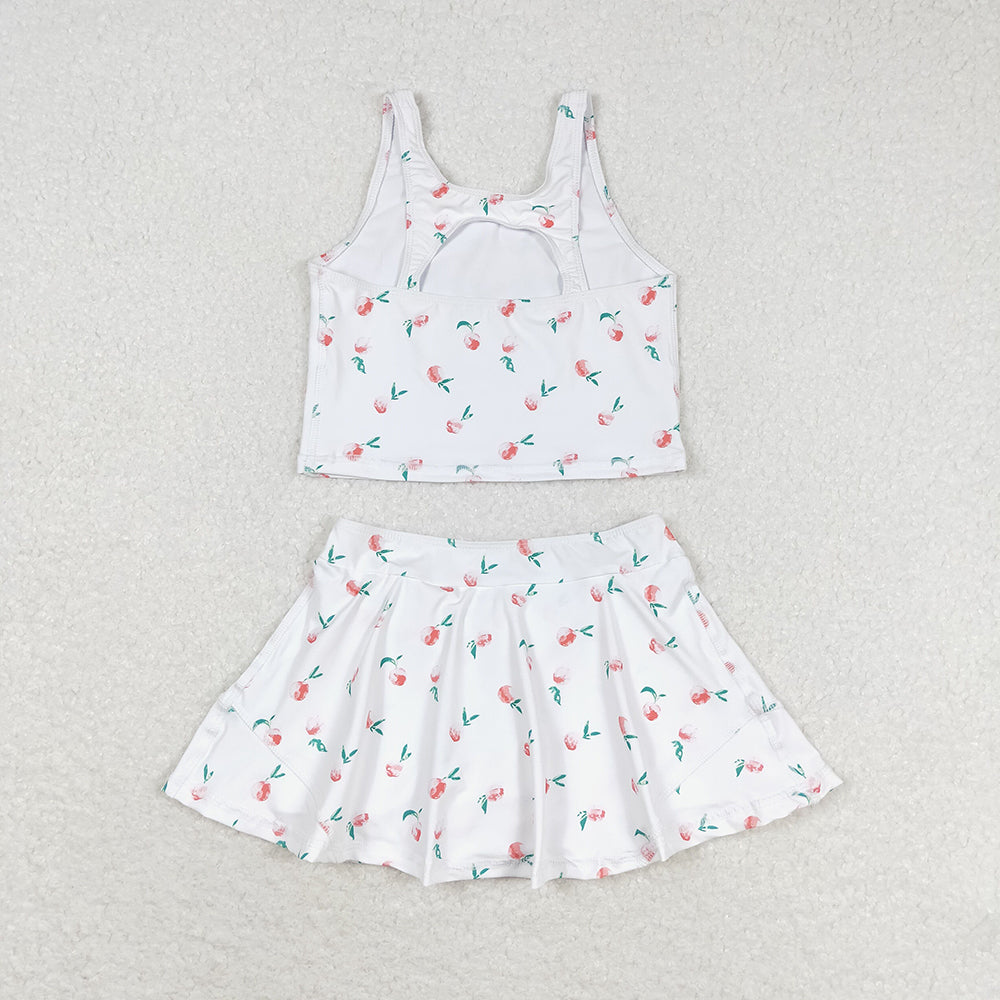 Baby Girl Sleeveless Peach Tops Skirts Shorts Set Swimsuit