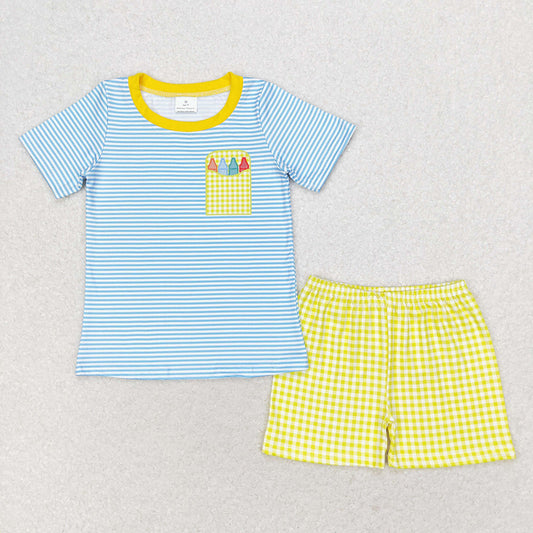 Baby Boy Pencil Stripes Shirt Back To School Shorts Set