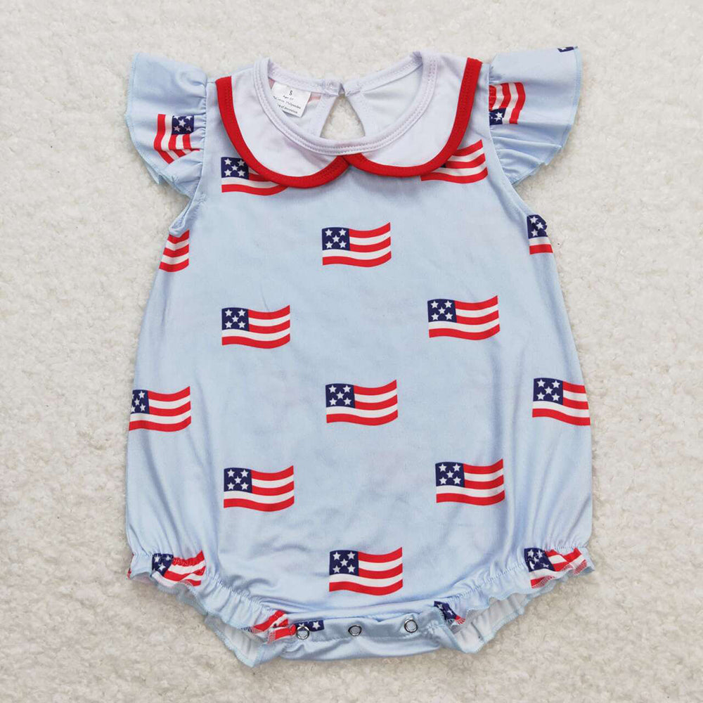 Baby Boy Girl 4th Of July Flags Sibling Romper Dress Clothes Set