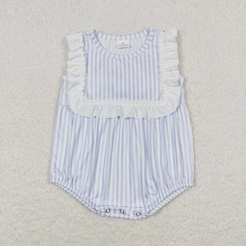 Baby Boy Girl Toddler Blue Stripes Sibling Rompers Clothes Sets
