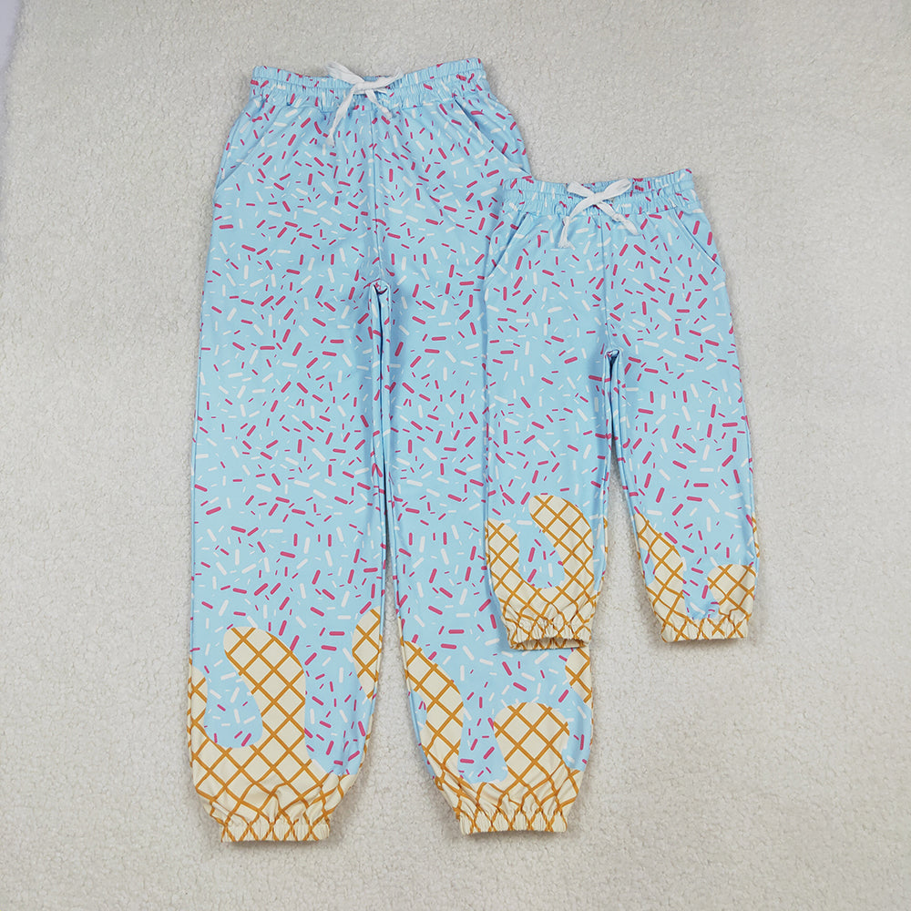 Sibling Baby Girls Adult Woman Pockets Blue Drips Baseball Mommy and Me Yoga Active Pants Bottom