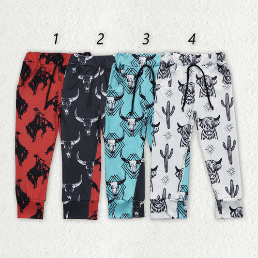 Baby Boy Western Cow Cactus Jogger Pants Sibling Clothes RTS