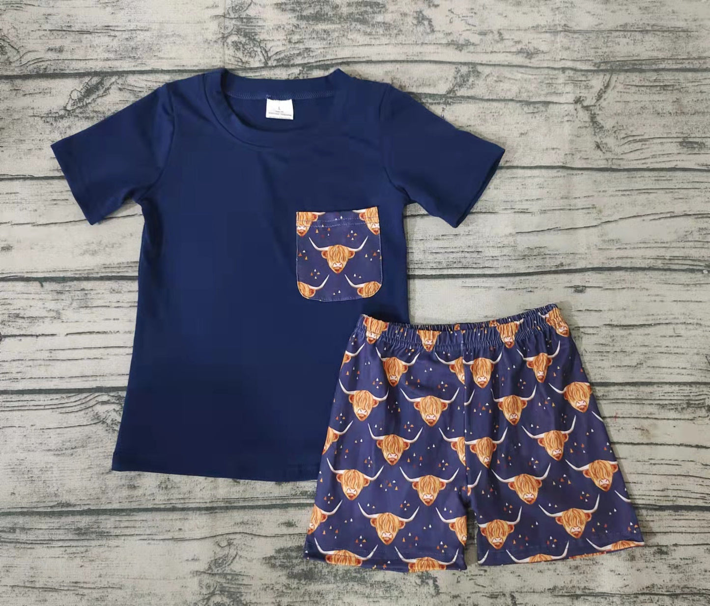 Promotion Baby Boy Western Cow Pocket Shorts Outfit