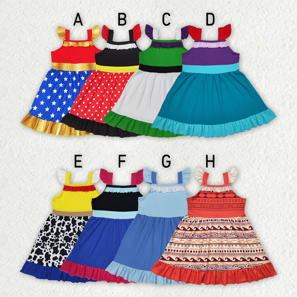 Baby Girl Short Sleeves Princess Sibling Knee Length Dress Clothes RTS