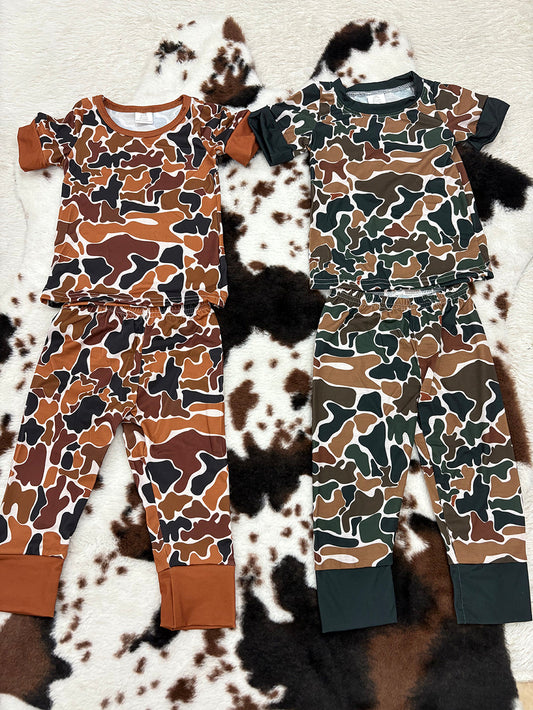 Baby Boy Short Sleeves Camo Shirt Pants Sibling Pajamas Outfit Clothes RTS