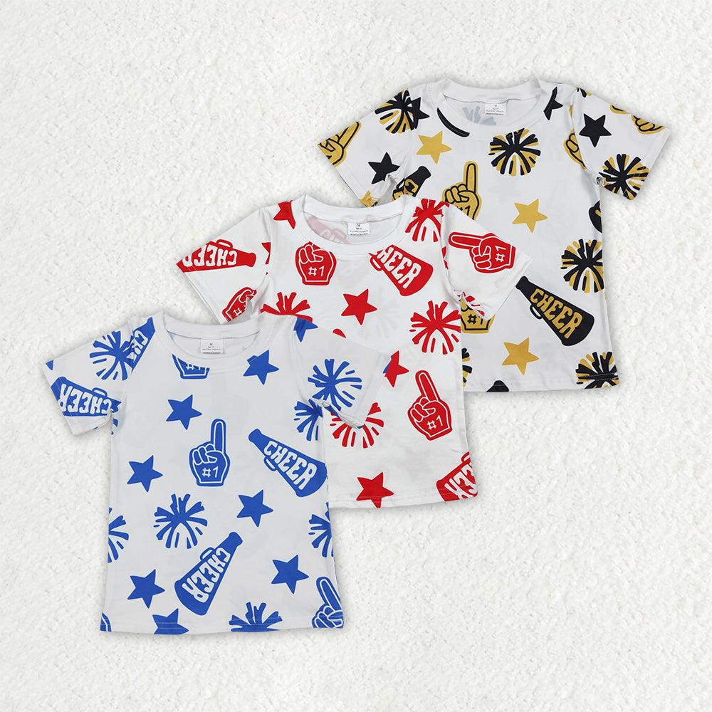 Baby Boy Girl Short Sleeves Cheer Team Tee Shirt Sibling Clothes RTS