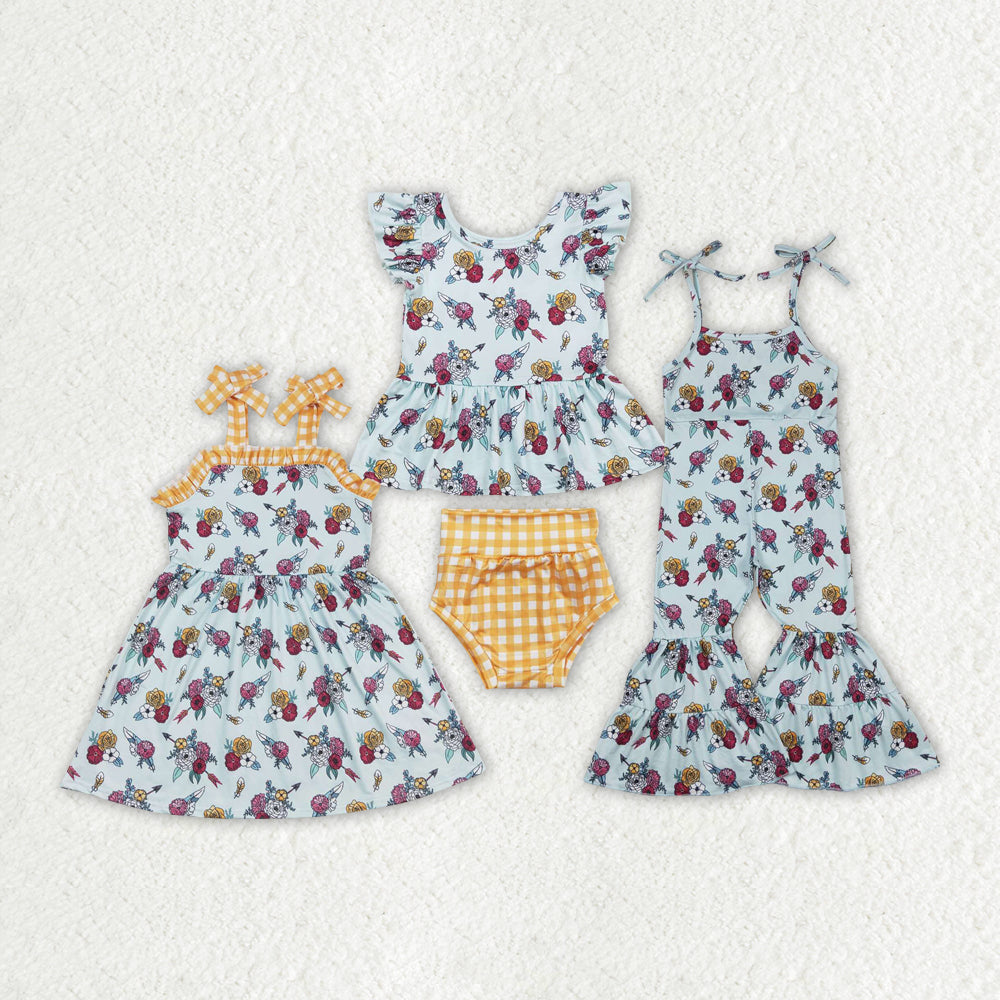 Baby Girl Kids Flower Sibling Straps Dress Jumpsuit Set Clothes