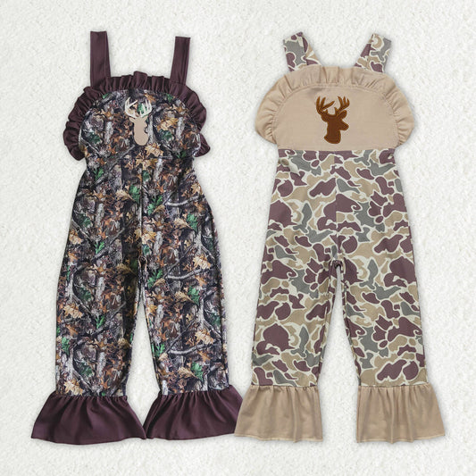 Baby Boy Girl Embroidery Sibling Deer Camo Hunting Jumpsuit Romper