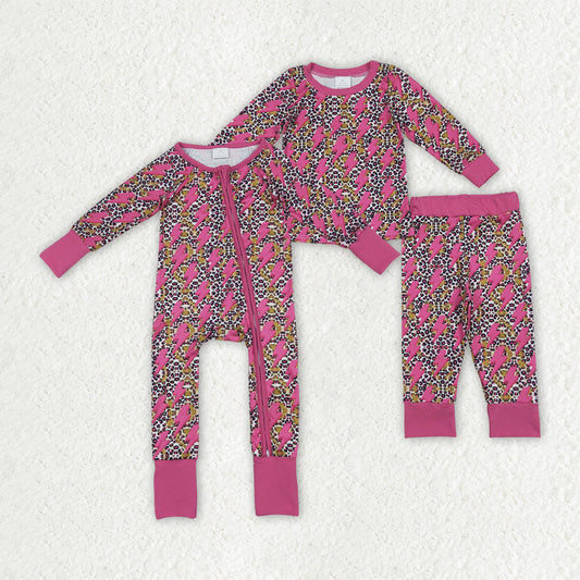 Baby Girl Toddler Long Sleeves Leopard Sibling Romper Pajamas Set Clothes RTS