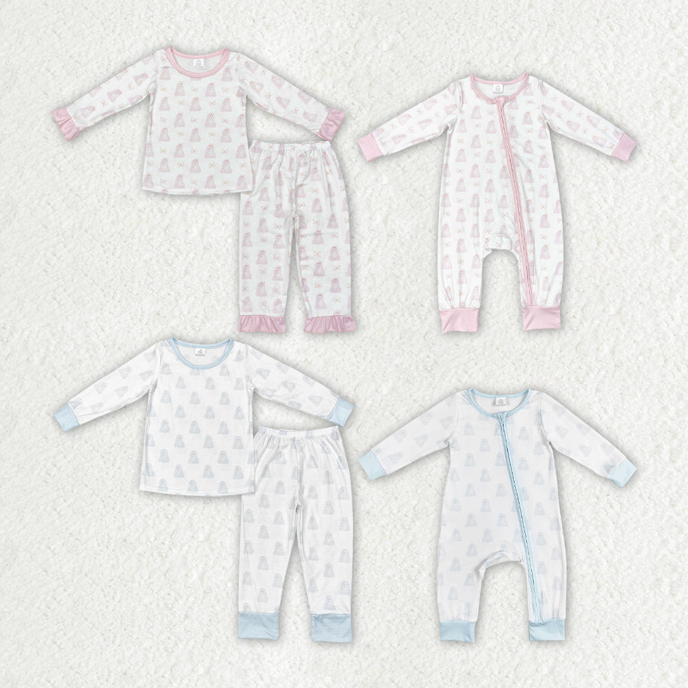 Baby Boy Girl Halloween Ghost Bamboo Romper Pajamas Set