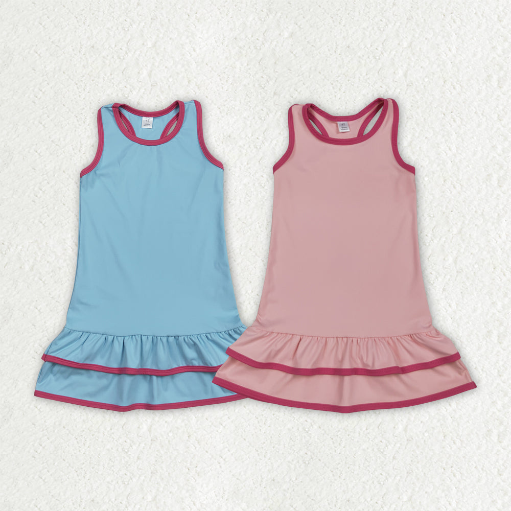 Baby Girl Toddler Sleeveless Yoga Active Sibling Ruffle Knee Length Dress Clothes RTS