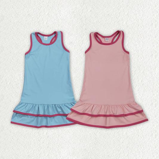 Baby Girl Toddler Sleeveless Yoga Active Sibling Ruffle Knee Length Dress Clothes RTS