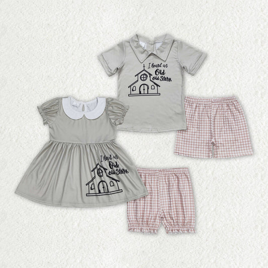 Baby Boy Girl Short Sleeves Old Story Summer Sibling Outfits Clothes Sets