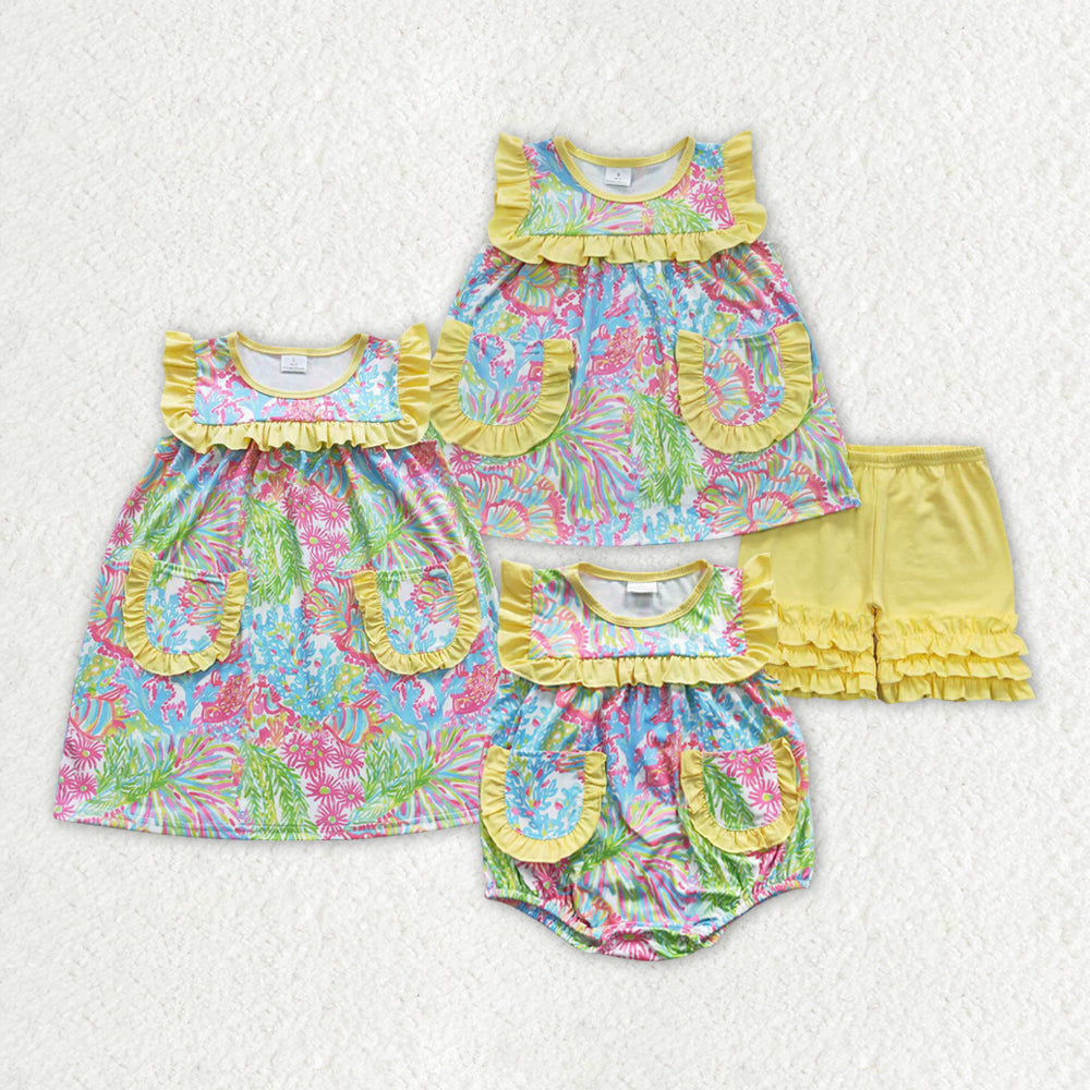 Baby Girl Sleeveless Flower Sibling Summer Romper Dress Clothes Set RTS