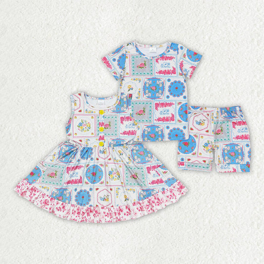 Baby Girl Summer Flower Sibling Dress Pajamas Outfit RTS