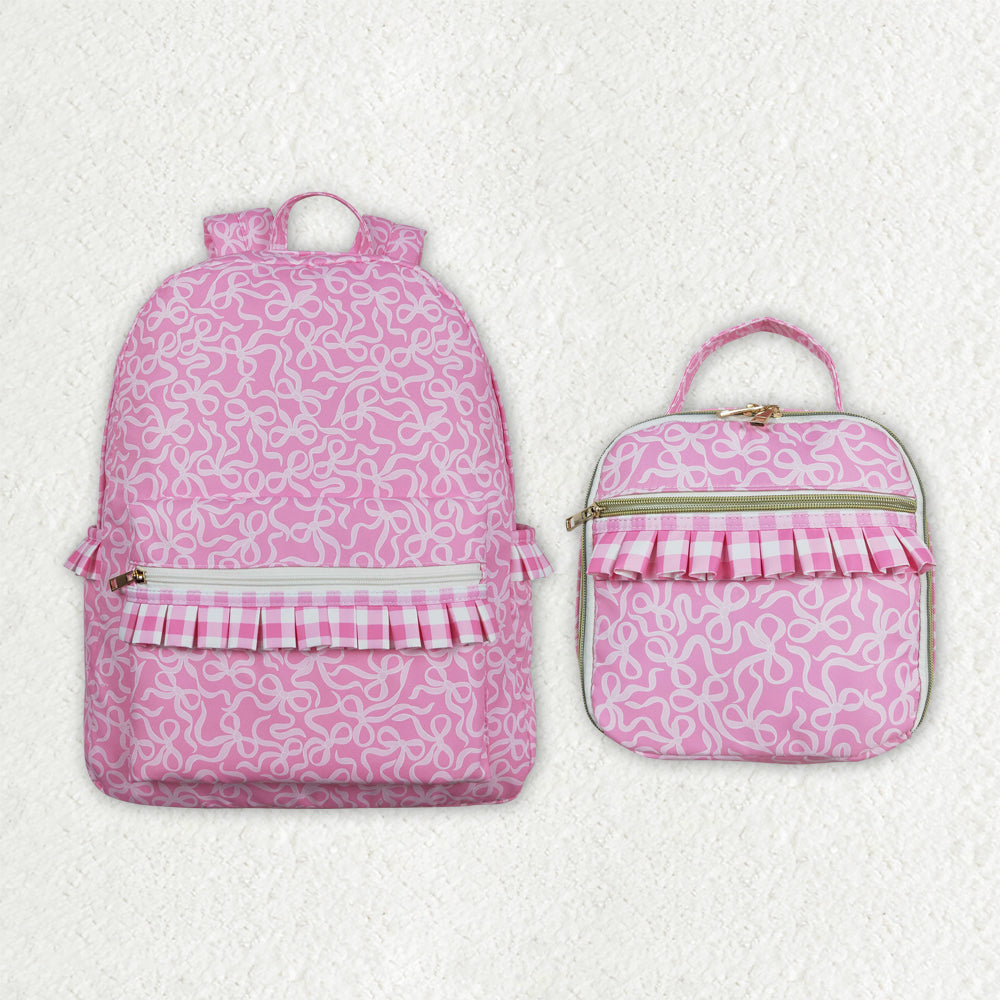 Baby Girl Toddler Women Pink Bags Sibling Ruffle Lunch Box Backpack Bags RTS