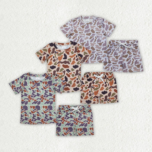 Baby Boy Short Sleeves Camo Shirt Shorts Pajamas Sibling Set RTS