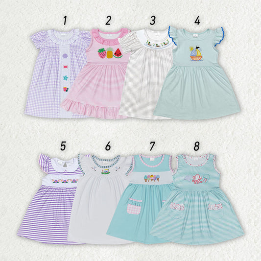 Baby Girl Short Sleeves Embroidery Summer Sibling Dress RTS