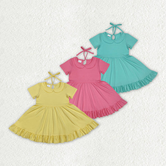 Baby Girl Short Sleeves Cotton Ruffle Sibling Toddler Dress RTS