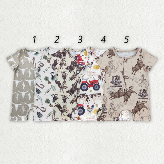 Baby Boy Short Sleeves Buttons Romper Sibling Clothes RTS