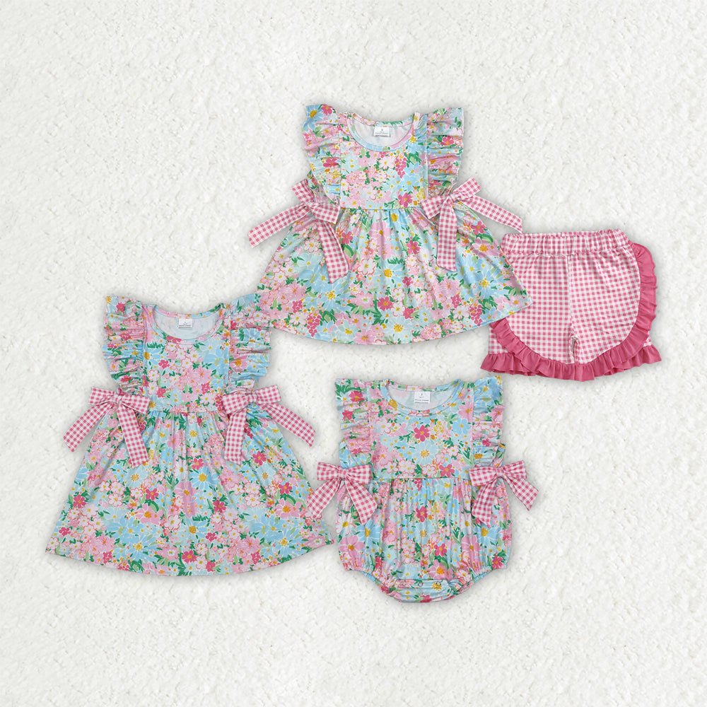 Baby Girl Short Sleeves Flower Sibling Romper Dress Outfit Clothes RTS