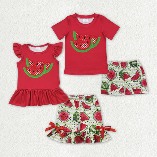 Baby Boy Girl Short Sleeves Watermelon Sibling Set Clothes RTS