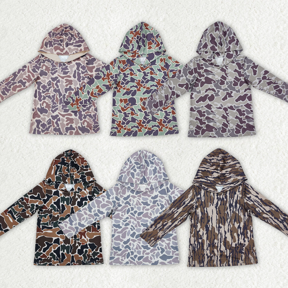 Baby Boy Long Sleeves Camo Hoodie Sibling Pullover Shirt Tops RTS