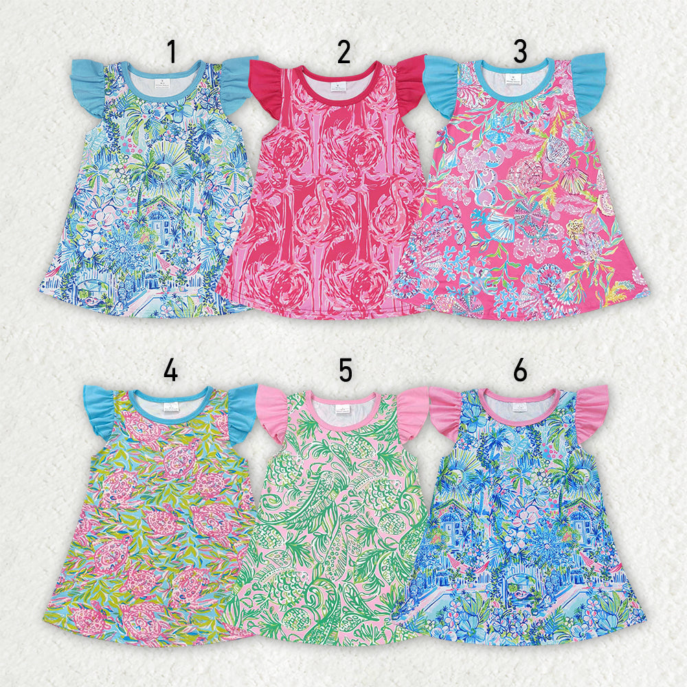 Baby Girl Short Sleeves Sea Flower Sibling Tops Clothes RTS