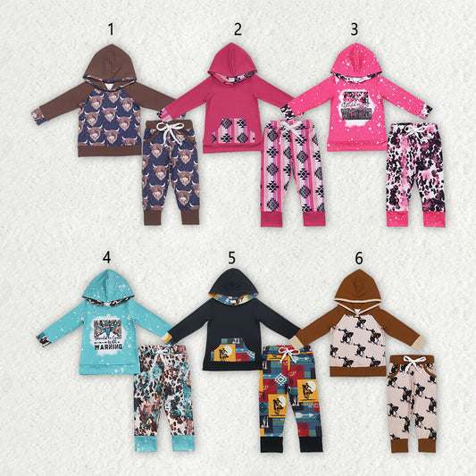 Baby Boy Girl Long Sleeves Western Hoodie Shirt Pants Set Sibling Clothes RTS