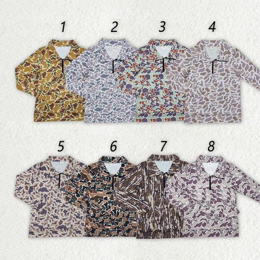 Adult Women Long Sleeves Camo Zipper Pullover Sibling Clothes Shirt