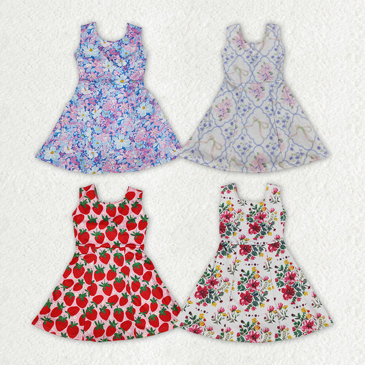 Baby Girl Sleeveless Flower Strawberry Yoga Active Wear Skort Dress Sibling Clothes RTS