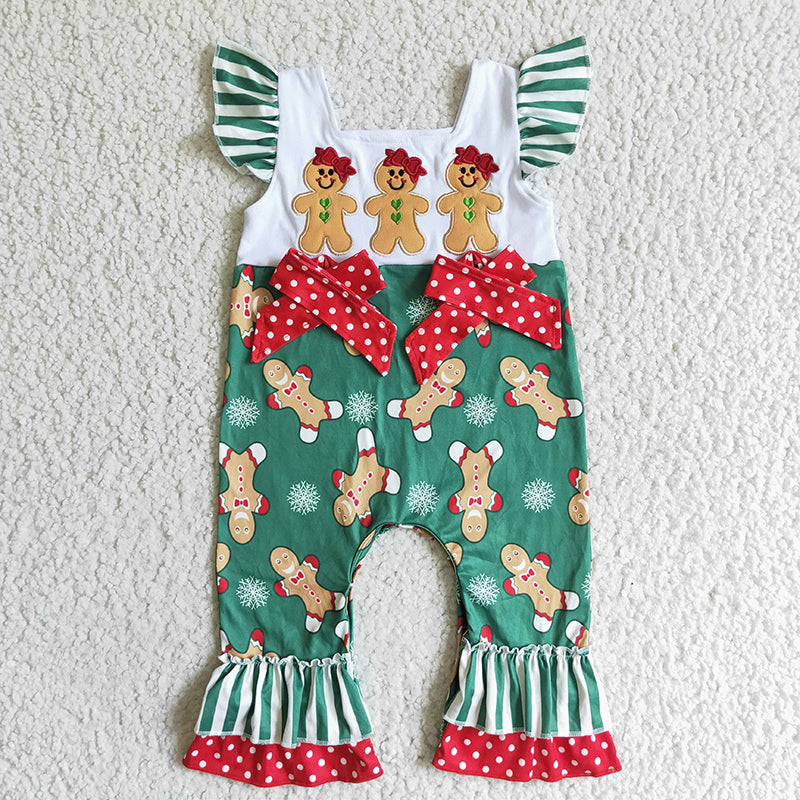 SR0064 Baby Girl Embroidery Christmas Romper