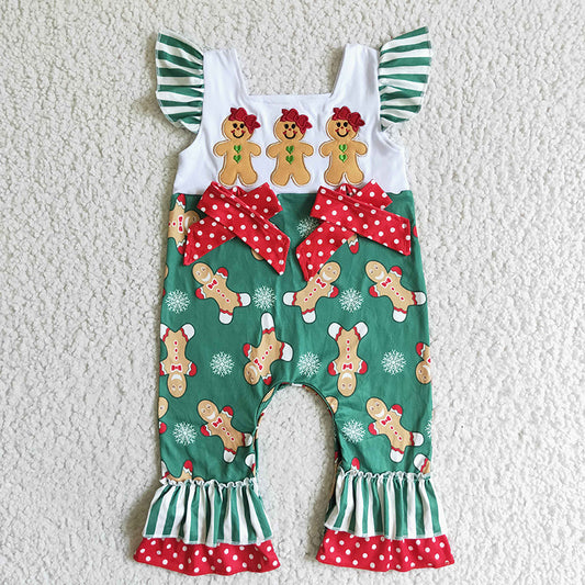 SR0064 Baby Girl Embroidery Christmas Romper