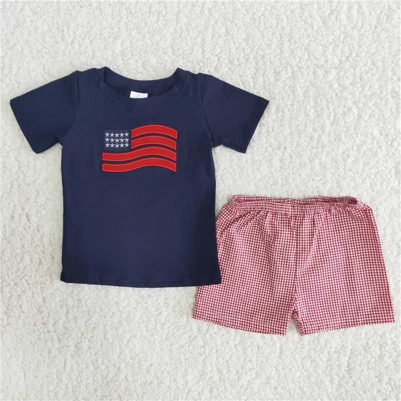 July 4th Boy Embroidery Summer outfit