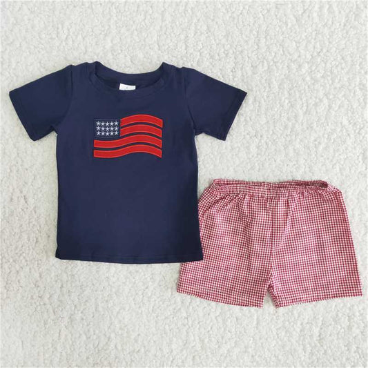 July 4th Boy Embroidery Summer outfit