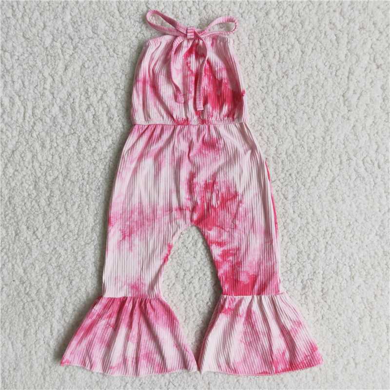 A5-16 Pink Tie Dye One-piece Cotton Jumpsuit