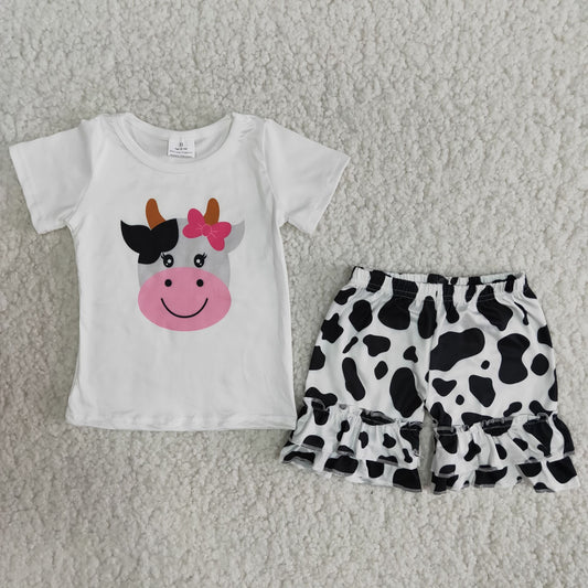 Baby Girl Cow Print Shorts Summer Outfit