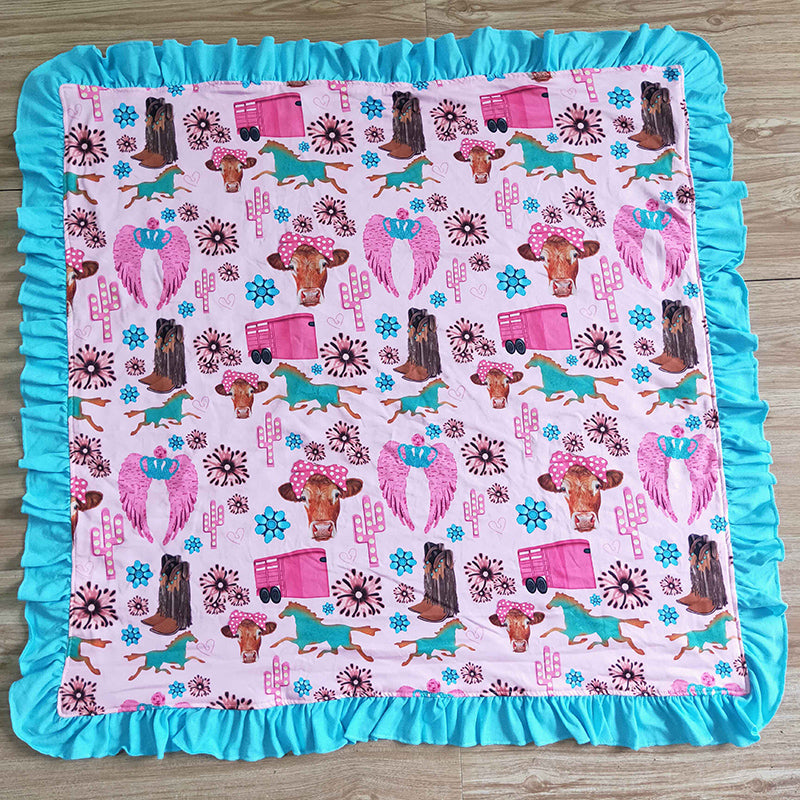BL0009 Western Cow Baby Girl Blanket