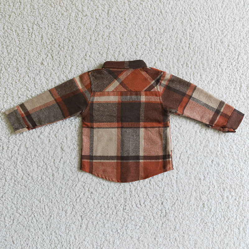 BT0061 Boy Long Sleeve Plaid Shirt