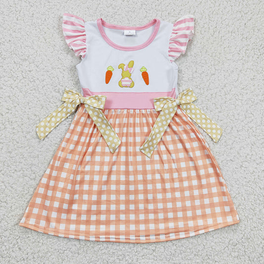 GSD0163 Baby Girl Easter Rabbit Bunny Carrot Short Sleeves Embroidery Dress