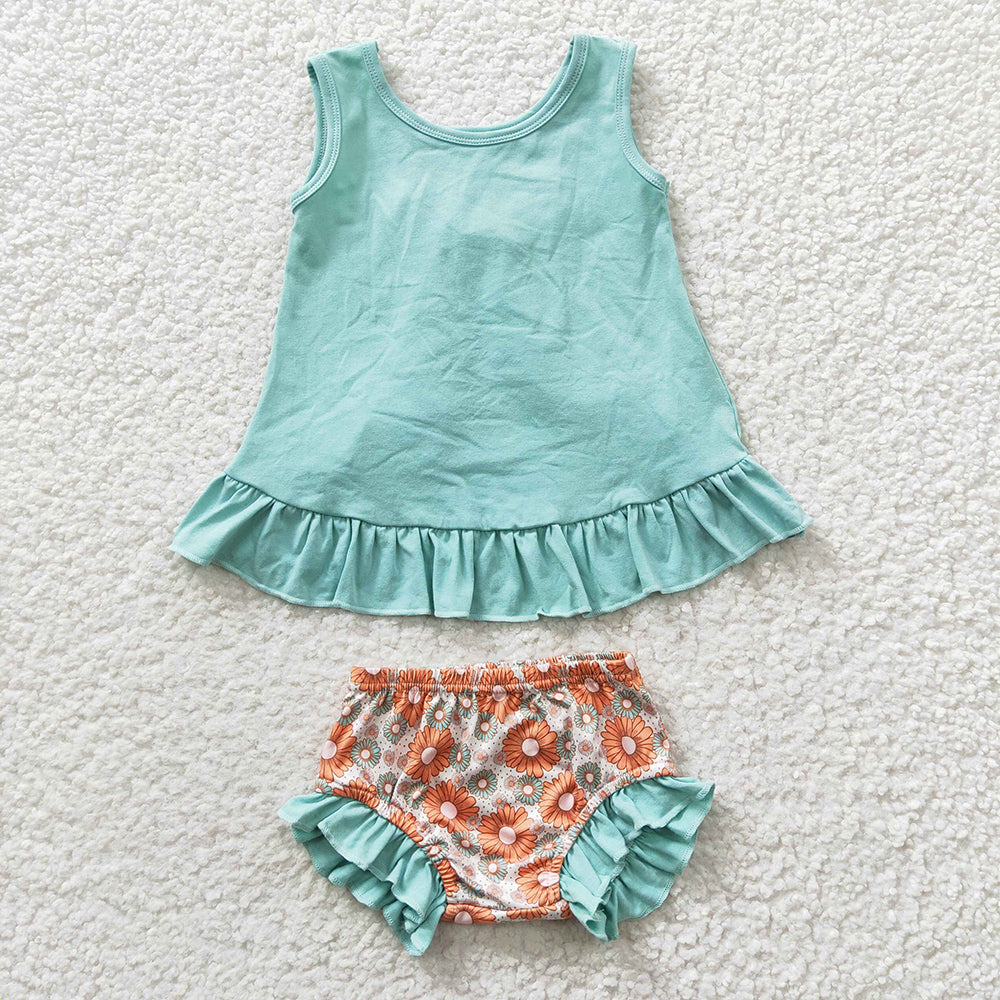GBO0121 Baby Girl Cotton Tunic Floral Bummie Summer Outfit