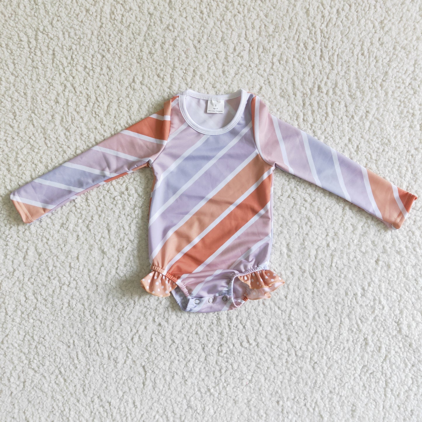 S0004 Baby Girl Stripe One Piece Long Sleeve Baby Girl Swimsuit
