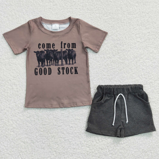BSSO0193 Western Summer Baby Boy Short Sleeves Come From Good Stock Shorts Outfit