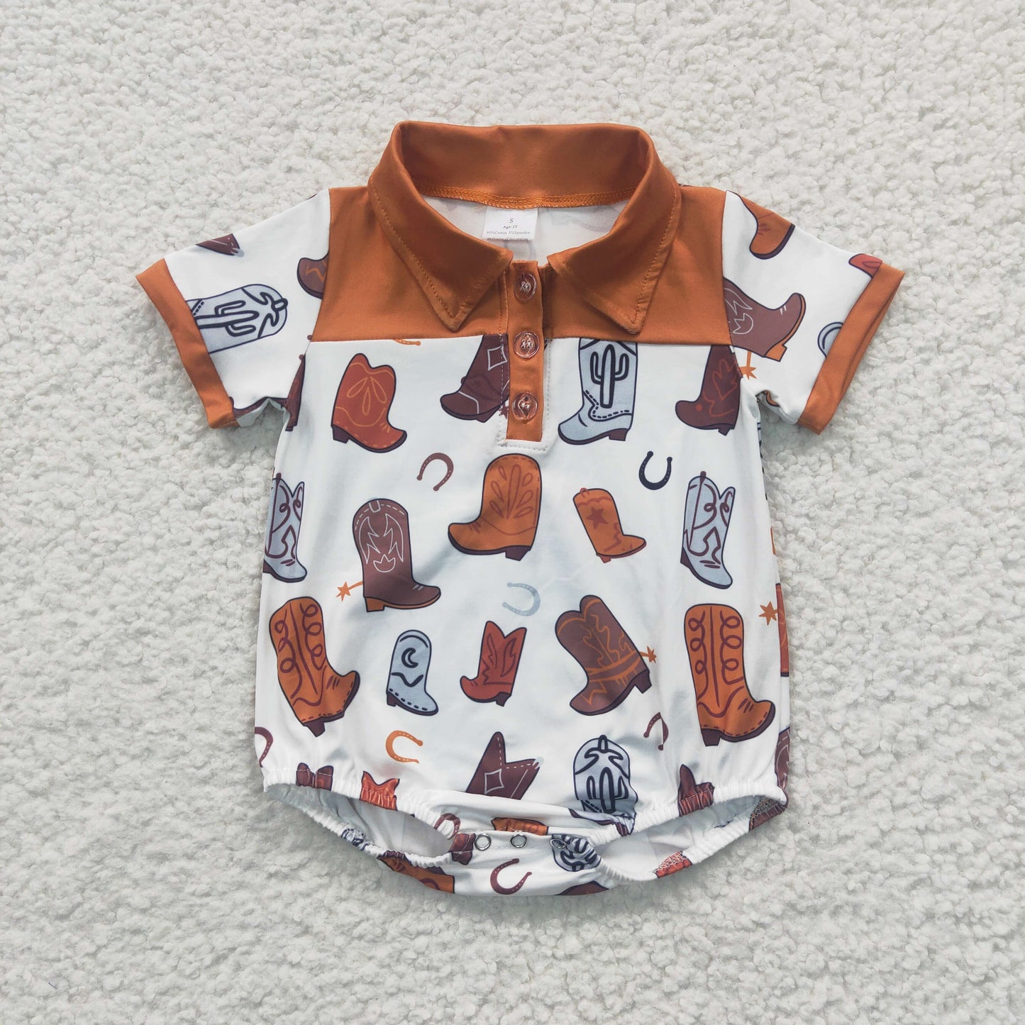 SR0221 Baby Boy Western Boots Summer Romper