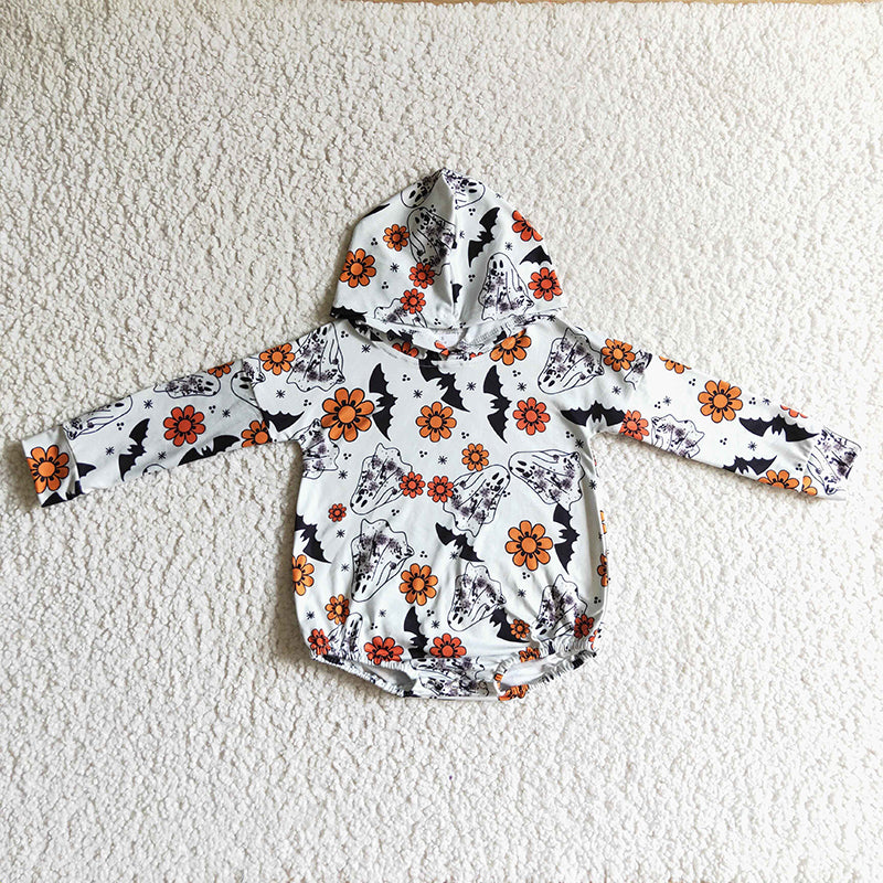 LR0160 Baby Kids Halloween Ghost Flower Romper