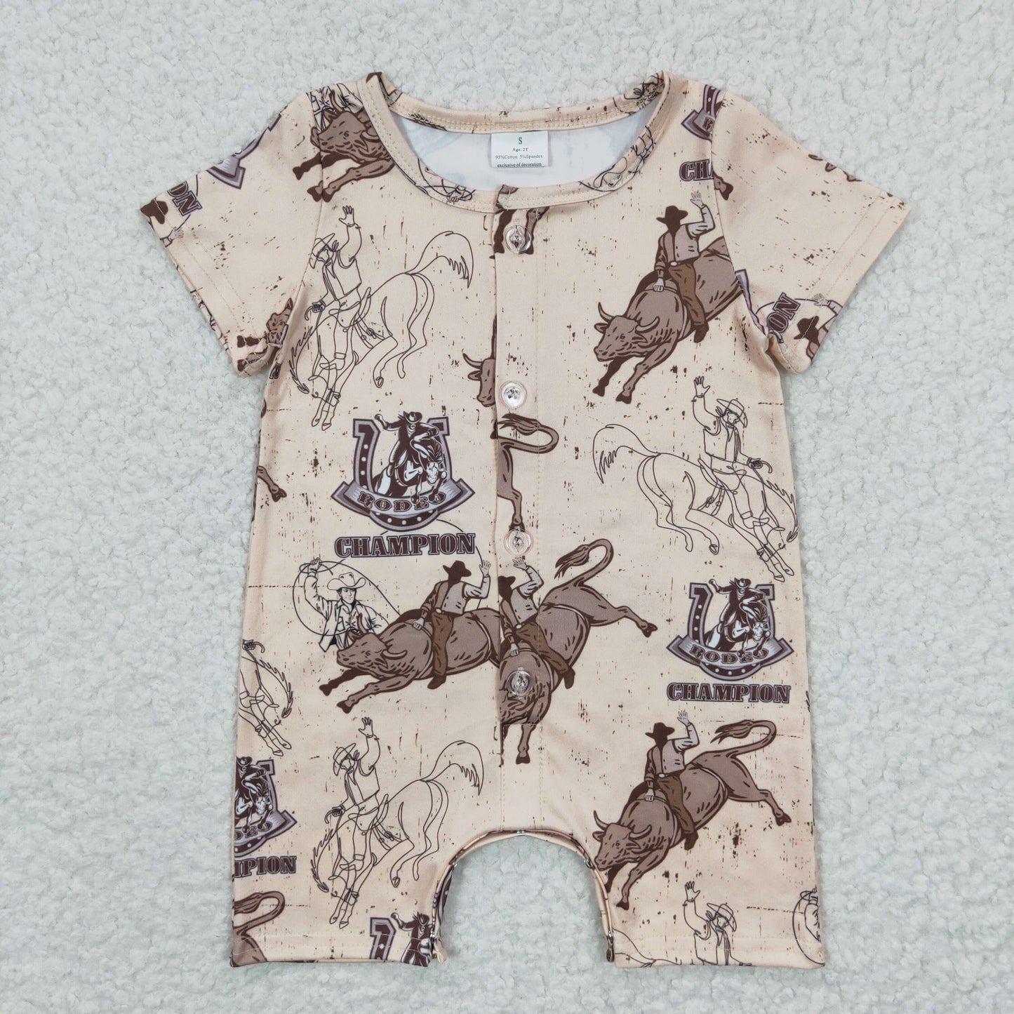 SR0278 Baby Boy Rodeo Summer Short Sleeves Romper