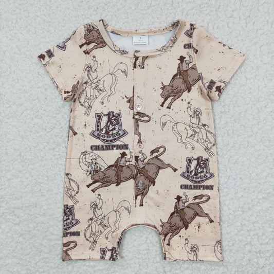 SR0278 Baby Boy Rodeo Summer Short Sleeves Romper