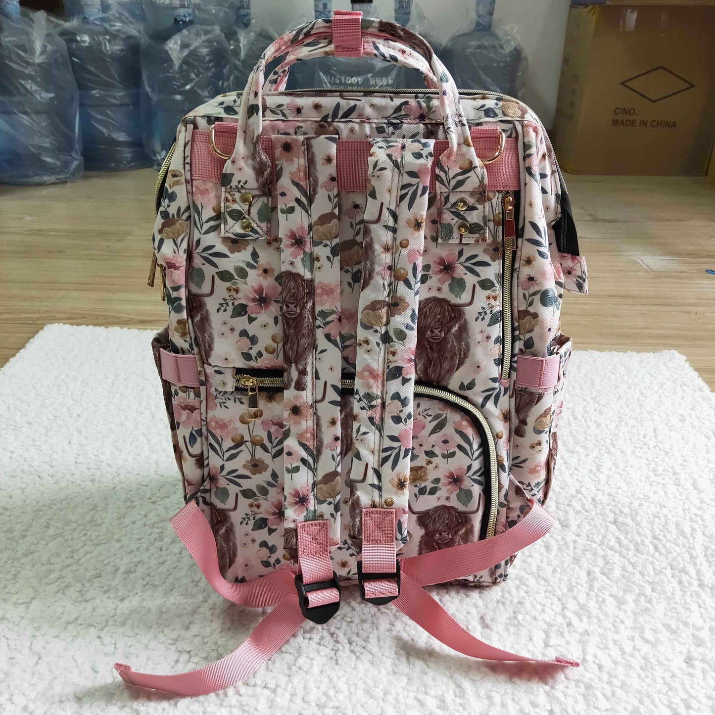 BA0001 Baby Western Cow Flower Backpack