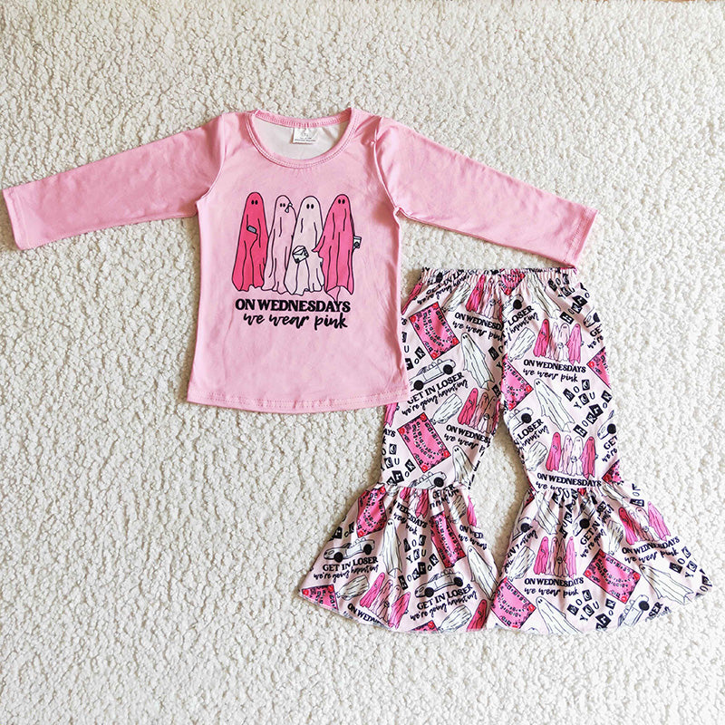 GLP0173 Baby Girl Kids Halloween Pink Ghost Outfit